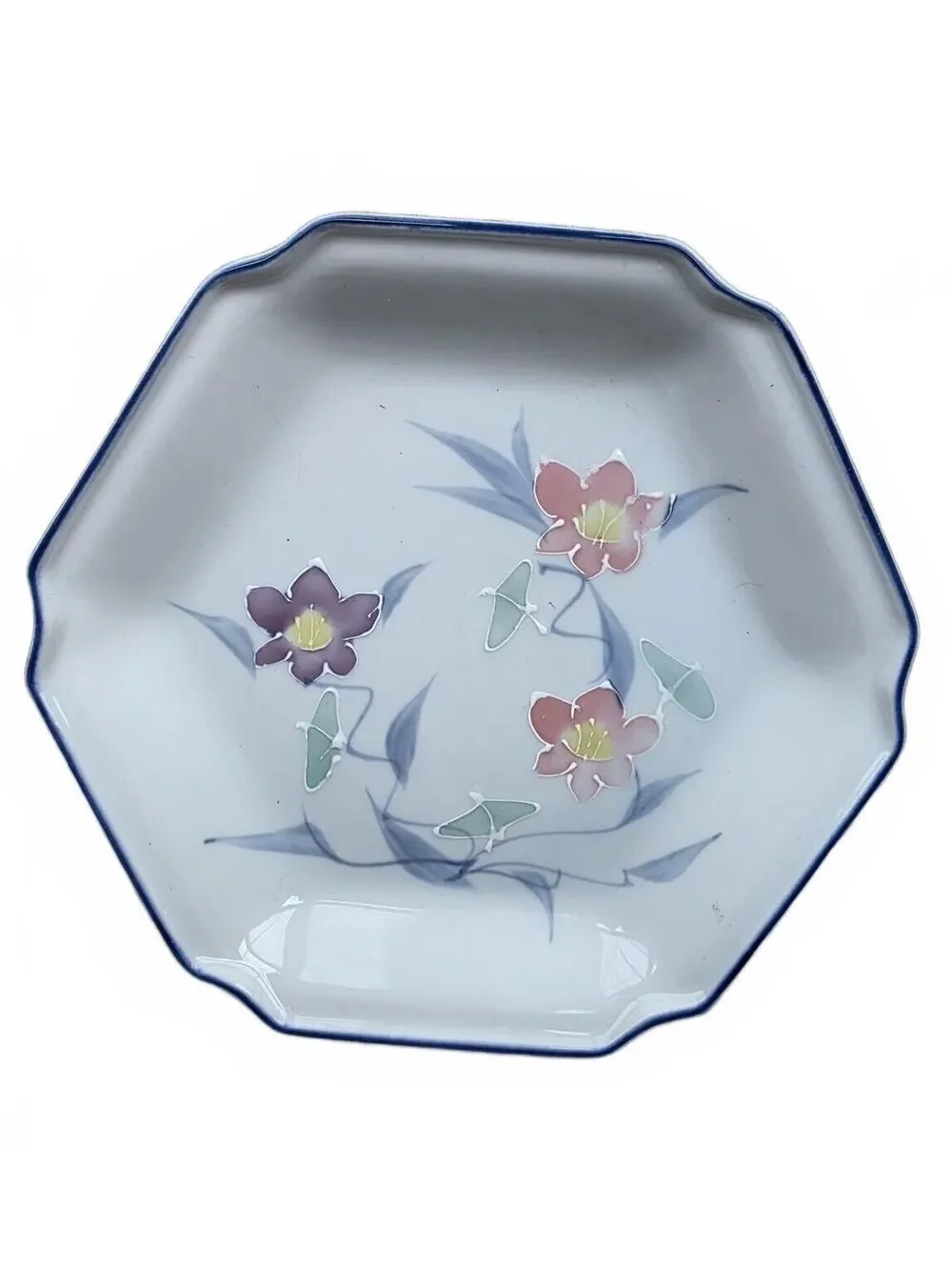 Vintage Apex Japan Floral Octagon Ceramic Serving Plate 7.5